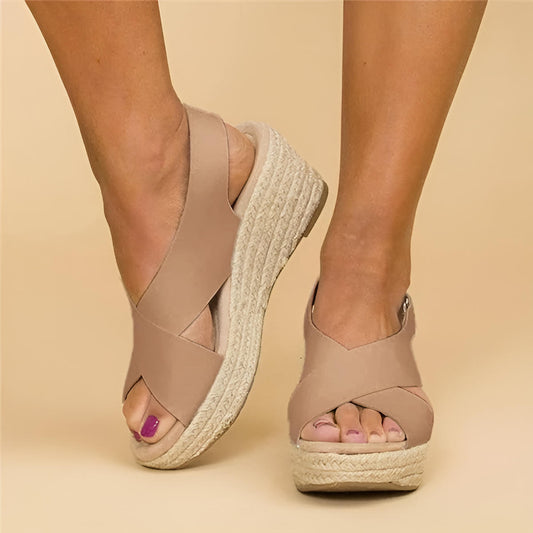 Espadryle damskie | podeszwa z juty, koturn 6 cm