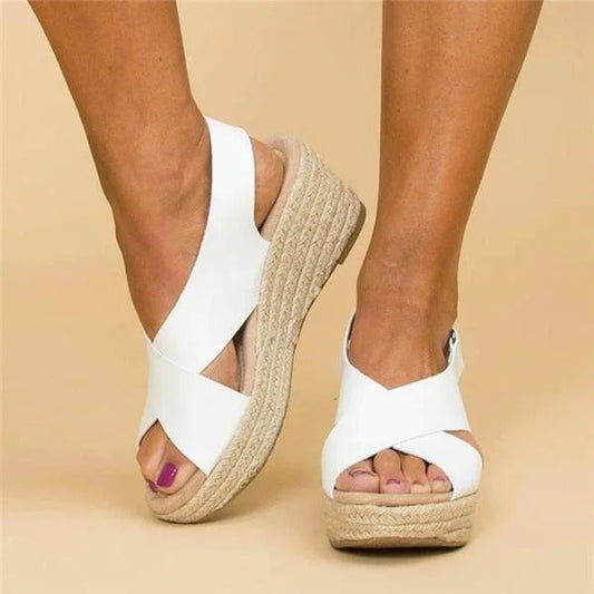 Espadryle damskie | podeszwa z juty, koturn 6 cm