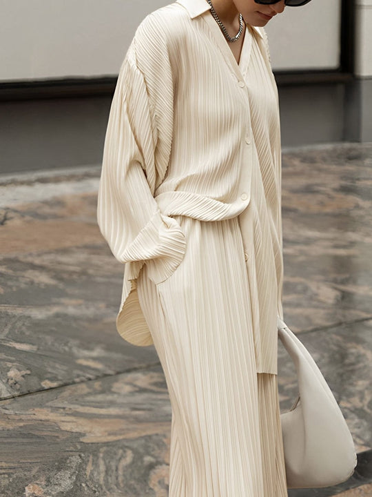 Nelli | Oversized Zestaw Dwuczęściowy | Plisowany Krój, Lekki i Komfortowy Look