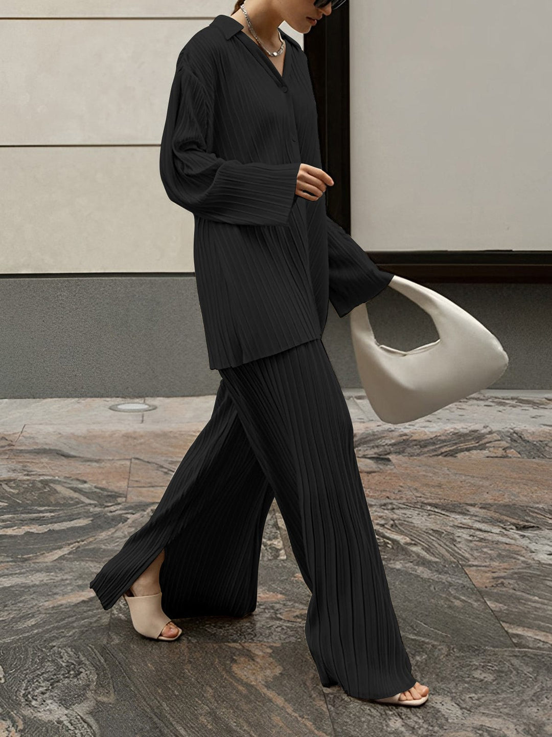 Nelli | Oversized Zestaw Dwuczęściowy | Plisowany Krój, Lekki i Komfortowy Look