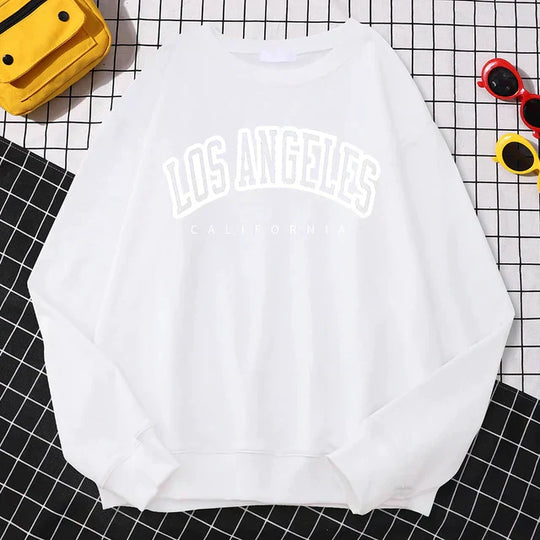 Damski sweatshirt – Oversized pasform – Mieszanka bawełny – Print Los Angeles – Okrągły dekolt