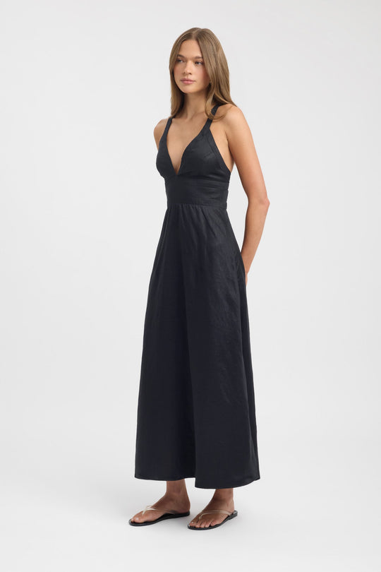Kobieta | Sukienka Maxi | Dekolt V | Fit-and-Flare | Regulowane Ramiączka