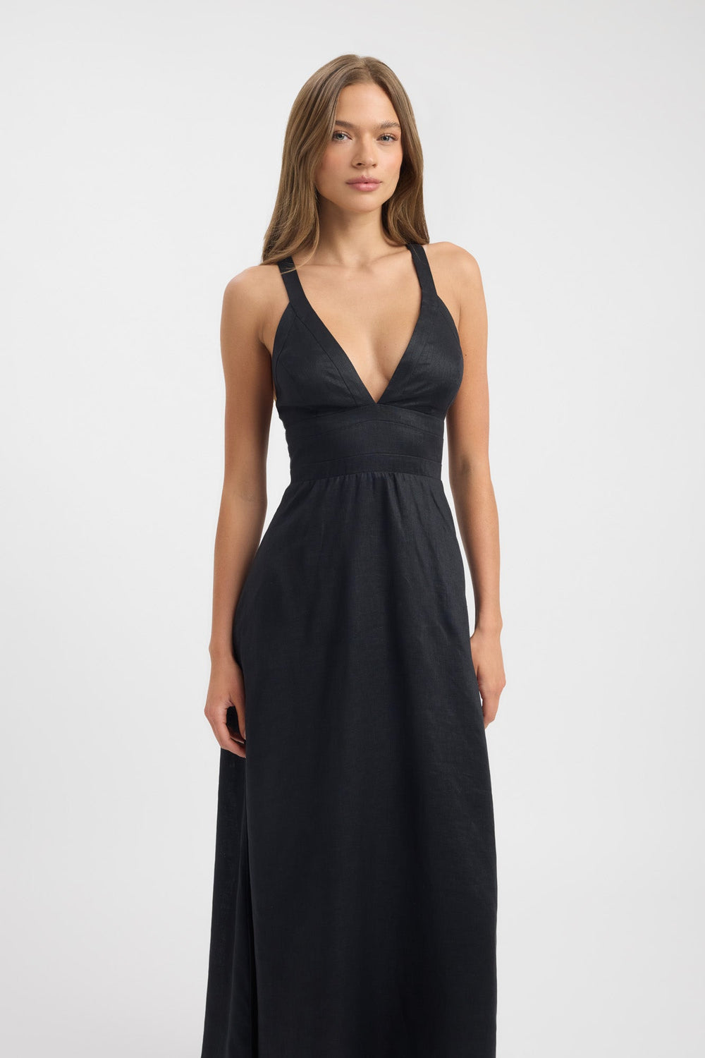 Kobieta | Sukienka Maxi | Dekolt V | Fit-and-Flare | Regulowane Ramiączka