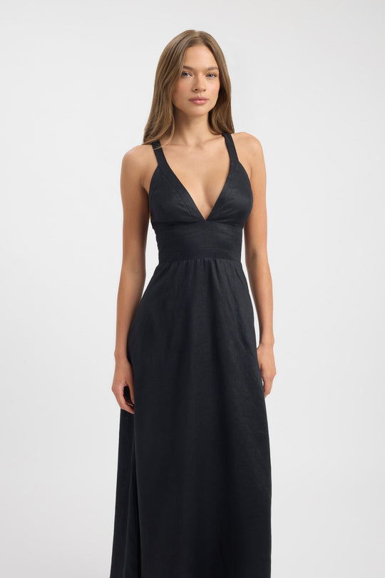 Kobieta | Sukienka Maxi | Dekolt V | Fit-and-Flare | Regulowane Ramiączka