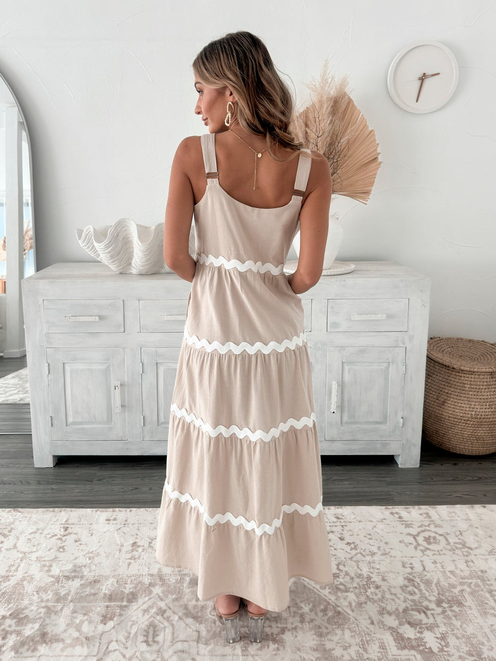 Kobieta | Sukienka Maxi | Luźny Krój | Kwadratowy Dekolt | Szerokie Ramiączka | Print