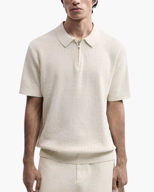 Męskie Letnie Polo z Zamkiem Błyskawicznym | Krótkie Rękawy | Prosty Krój | Smart Casual do Biura i Na Co Dzień