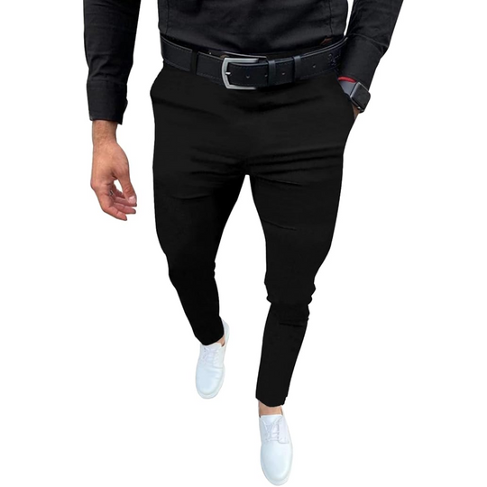 Męskie Spodnie Slim Fit Stretch | Elastyczny Materiał | Kieszenie Boczne i Tylne | Business Casual Na Co Dzień i Do Pracy