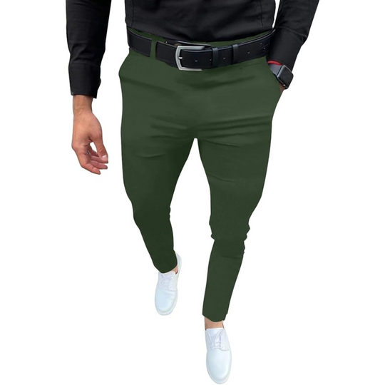 Męskie Spodnie Slim Fit Stretch | Elastyczny Materiał | Kieszenie Boczne i Tylne | Business Casual Na Co Dzień i Do Pracy