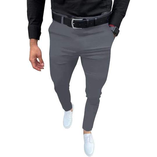 Męskie Spodnie Slim Fit Stretch | Elastyczny Materiał | Kieszenie Boczne i Tylne | Business Casual Na Co Dzień i Do Pracy