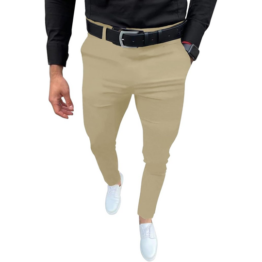 Męskie Spodnie Slim Fit Stretch | Elastyczny Materiał | Kieszenie Boczne i Tylne | Business Casual Na Co Dzień i Do Pracy