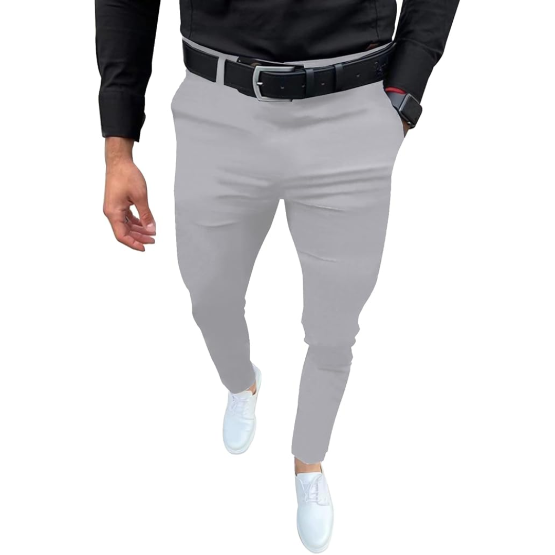 Męskie Spodnie Slim Fit Stretch | Elastyczny Materiał | Kieszenie Boczne i Tylne | Business Casual Na Co Dzień i Do Pracy