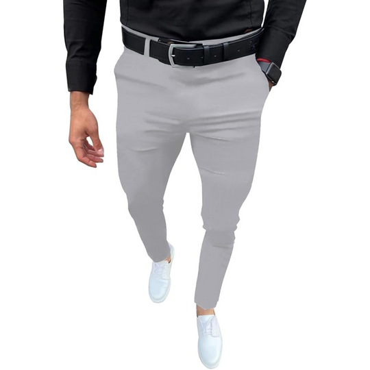 Męskie Spodnie Slim Fit Stretch | Elastyczny Materiał | Kieszenie Boczne i Tylne | Business Casual Na Co Dzień i Do Pracy