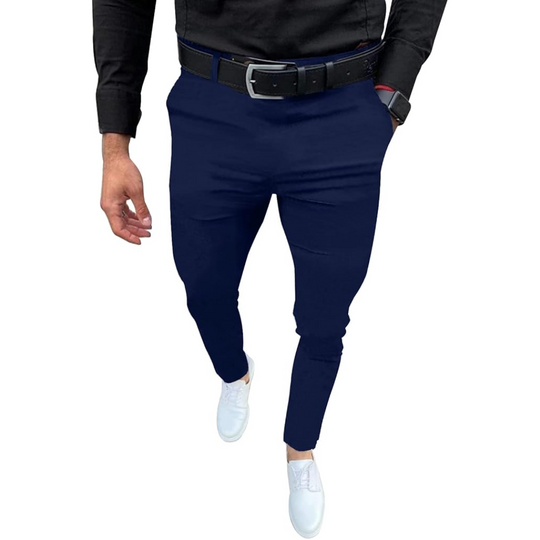Męskie Spodnie Slim Fit Stretch | Elastyczny Materiał | Kieszenie Boczne i Tylne | Business Casual Na Co Dzień i Do Pracy