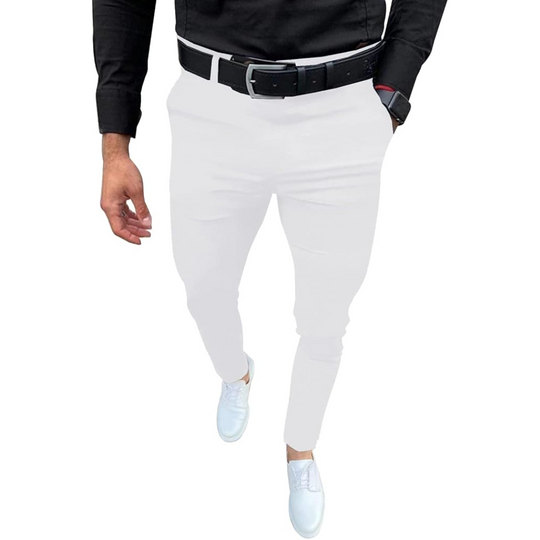 Męskie Spodnie Slim Fit Stretch | Elastyczny Materiał | Kieszenie Boczne i Tylne | Business Casual Na Co Dzień i Do Pracy
