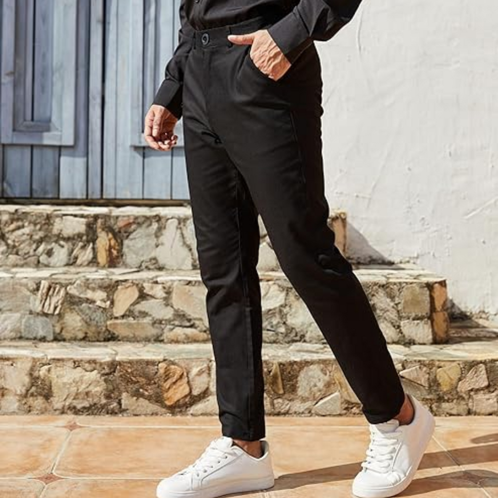 Męskie Spodnie Slim Fit Stretch | Elastyczny Materiał | Kieszenie Boczne i Tylne | Business Casual Na Co Dzień i Do Pracy