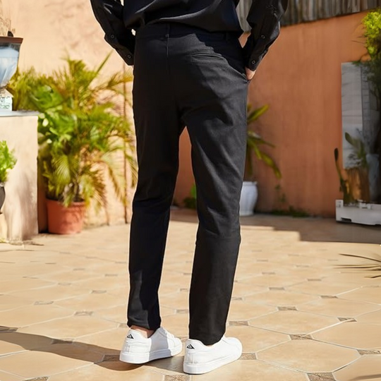 Męskie Spodnie Slim Fit Stretch | Elastyczny Materiał | Kieszenie Boczne i Tylne | Business Casual Na Co Dzień i Do Pracy