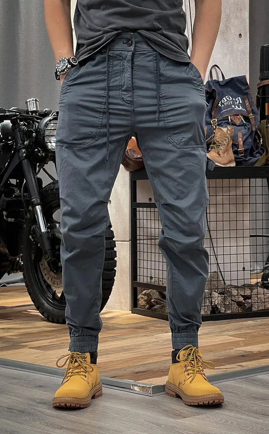 Męskie Spodnie Cargo z Elastycznym Pasem | Wiele Kieszeni | Zwężany Krój Comfort Fit | Casual i Outdoor