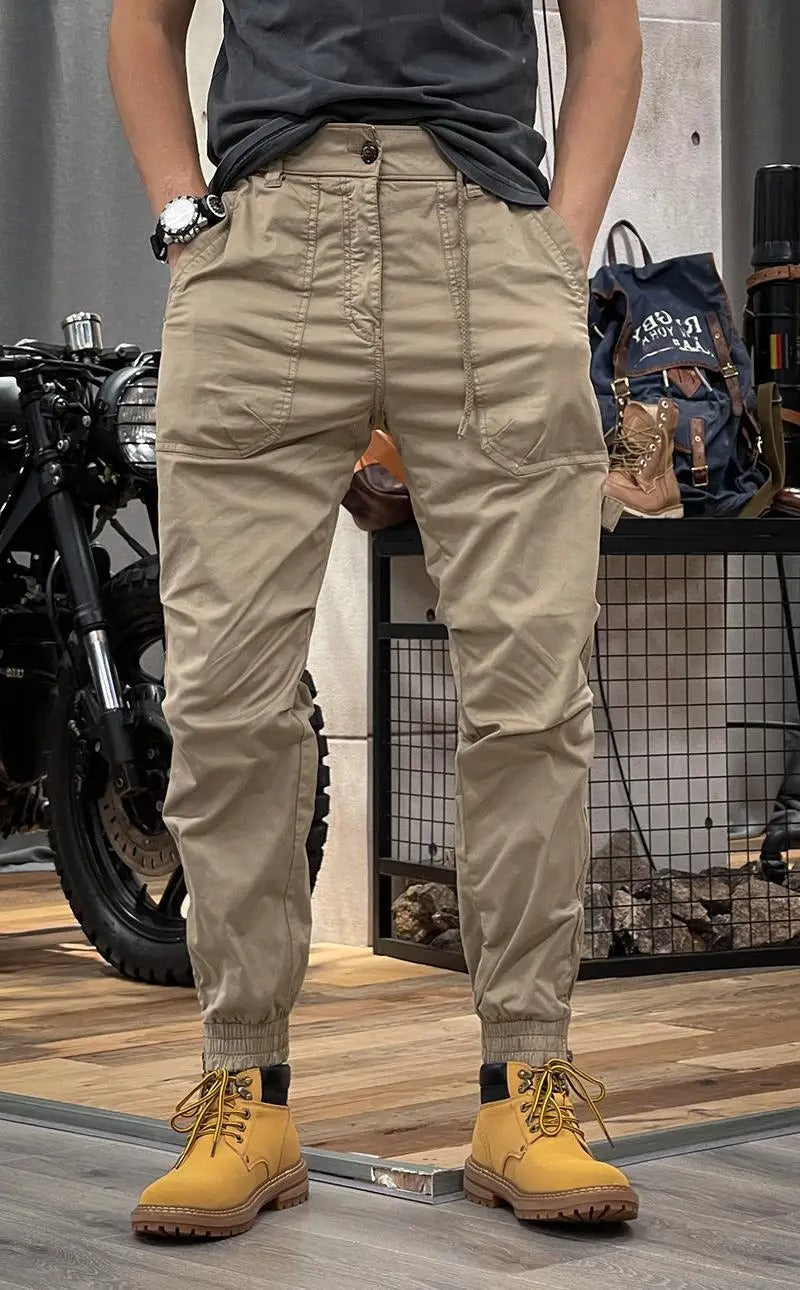 Męskie Spodnie Cargo z Elastycznym Pasem | Wiele Kieszeni | Zwężany Krój Comfort Fit | Casual i Outdoor