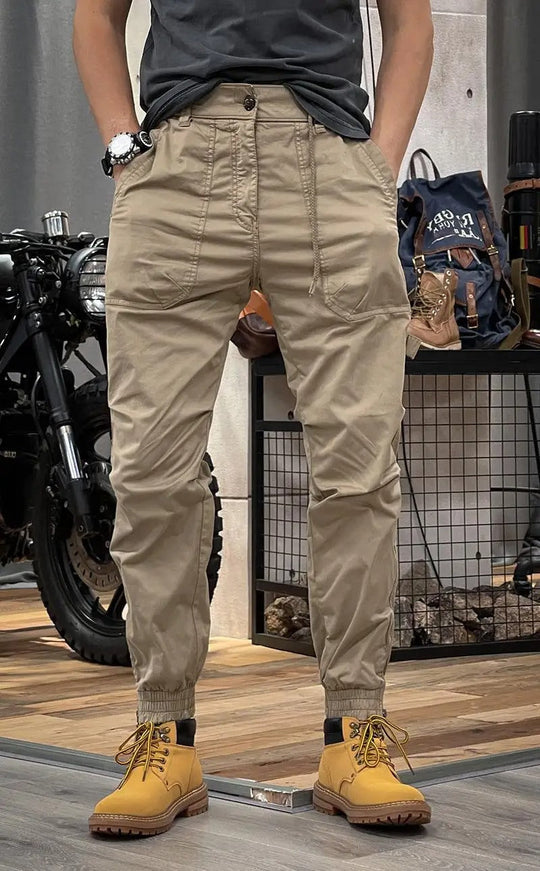 Męskie Spodnie Cargo z Elastycznym Pasem | Wiele Kieszeni | Zwężany Krój Comfort Fit | Casual i Outdoor