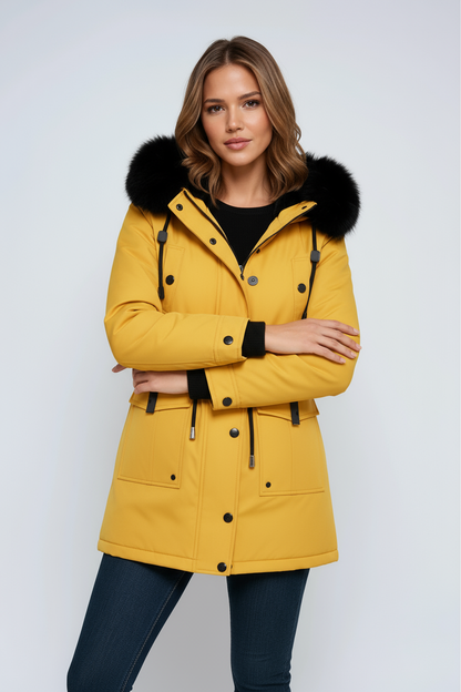 Parka damska | zimowa, kaptur z futrem