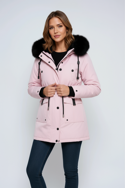 Parka damska | zimowa, kaptur z futrem