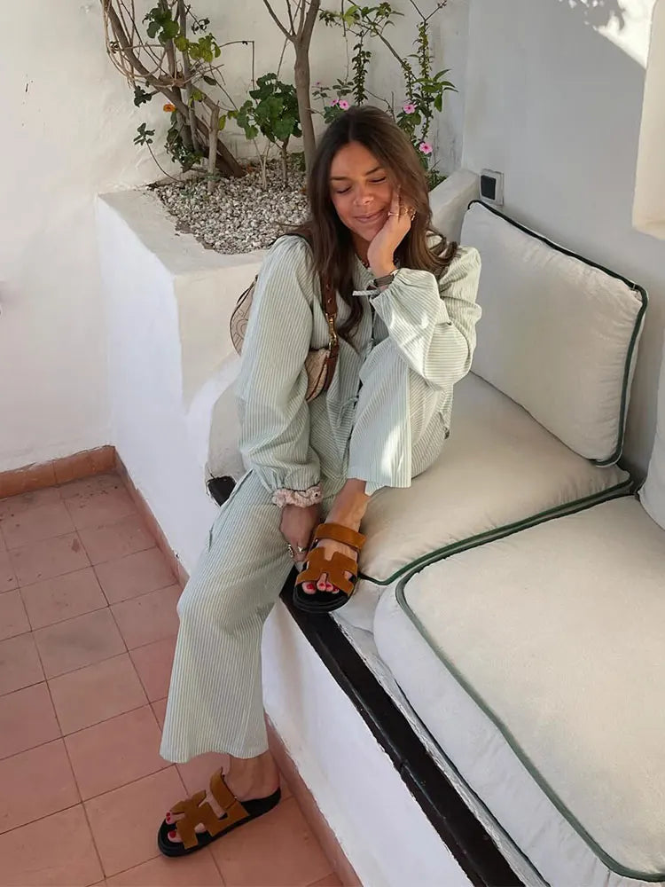 Damski | Komplet 2-częściowy | Loungewear | Pastelowa Zieleń | Relaxed Fit | Casual