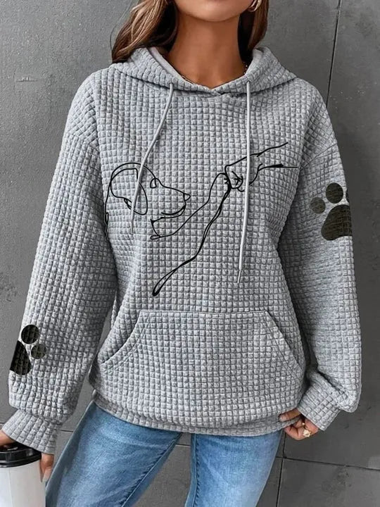 Kobieta | Bluza z kapturem | Nadruk psa | Luźny krój | Casual | Wygodna