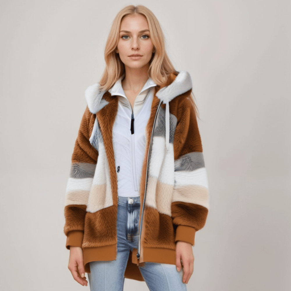 Kobieta | Bluza Polarowa na Zamek | Regulowany Kaptur | Miękka i Ciepła | Styl Codzienny Casual