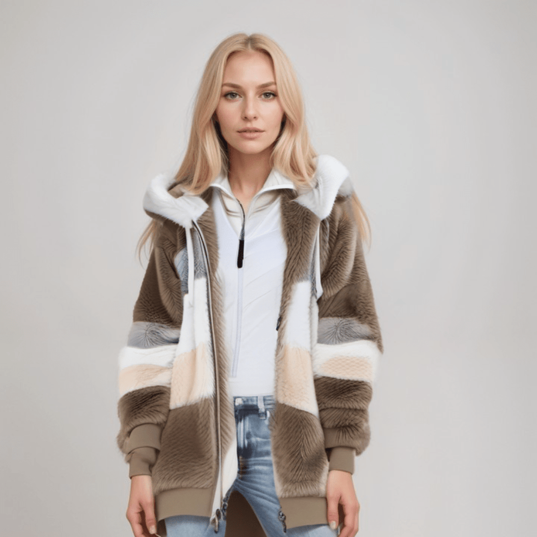 Kobieta | Bluza Polarowa na Zamek | Regulowany Kaptur | Miękka i Ciepła | Styl Codzienny Casual
