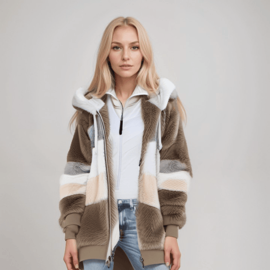 Kobieta | Bluza Polarowa na Zamek | Regulowany Kaptur | Miękka i Ciepła | Styl Codzienny Casual