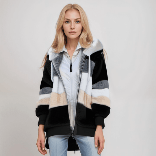 Kobieta | Bluza Polarowa na Zamek | Regulowany Kaptur | Miękka i Ciepła | Styl Codzienny Casual