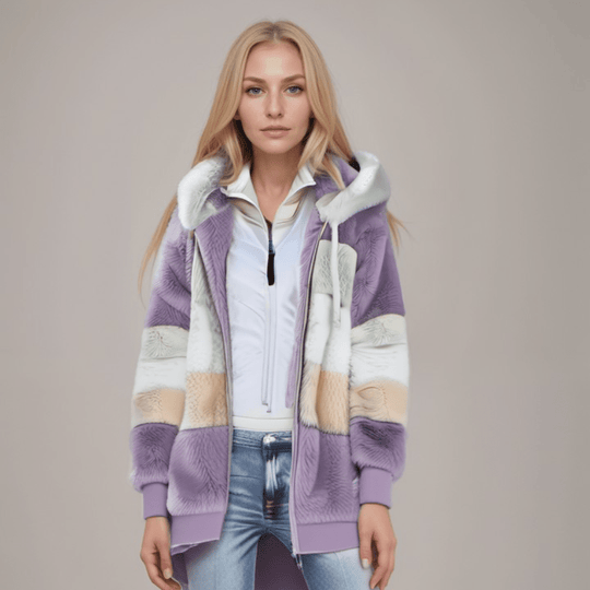 Kobieta | Bluza Polarowa na Zamek | Regulowany Kaptur | Miękka i Ciepła | Styl Codzienny Casual