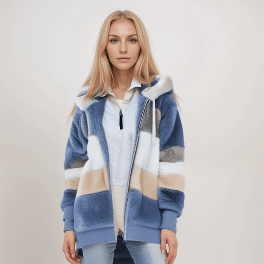 Kobieta | Bluza Polarowa na Zamek | Regulowany Kaptur | Miękka i Ciepła | Styl Codzienny Casual