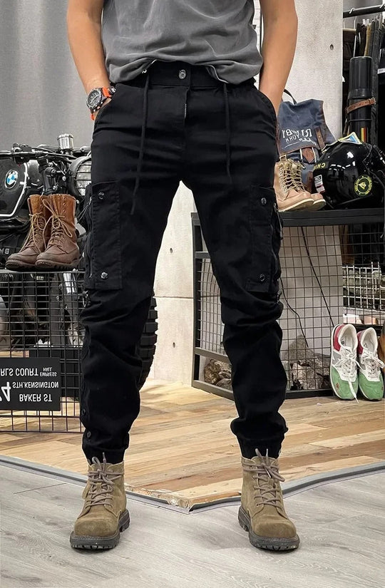 Męskie Spodnie Cargo z Elastycznym Pasem | Wiele Kieszeni | Zwężany Krój Comfort Fit | Casual i Outdoor