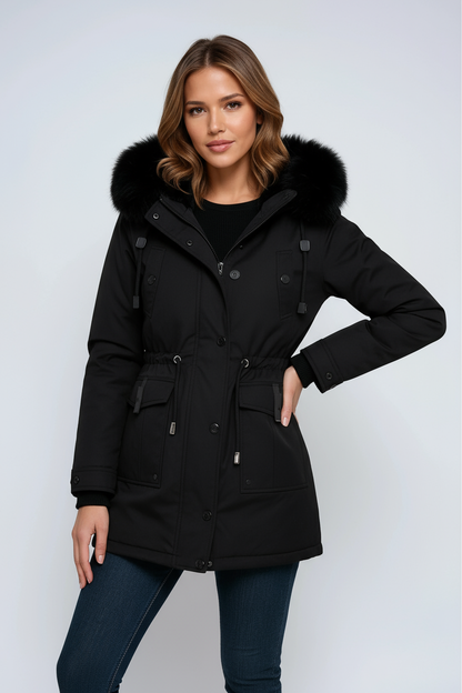 Parka damska | zimowa, kaptur z futrem