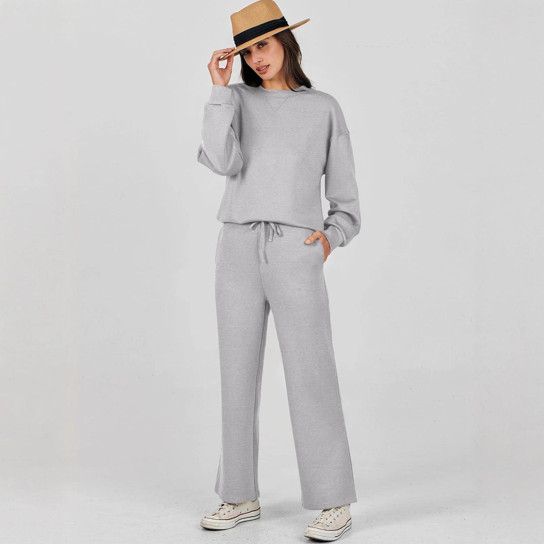 Damski | Komplet Loungewear | Szerokie Nogawki | Luźny Krój | Dwuczęściowy | Komfortowy