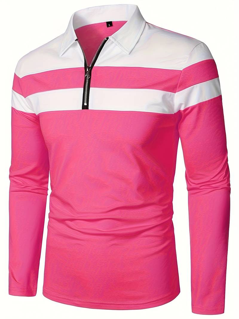 Męskie Polo z Długim Rękawem i Zamkiem | Klasyczny Kołnierzyk Polo | Regular Fit | Casual i Smart Casual