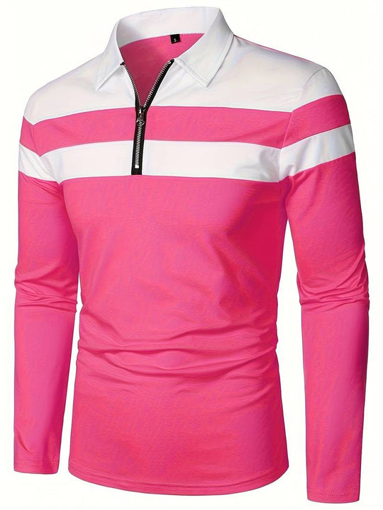 Męskie Polo z Długim Rękawem i Zamkiem | Klasyczny Kołnierzyk Polo | Regular Fit | Casual i Smart Casual