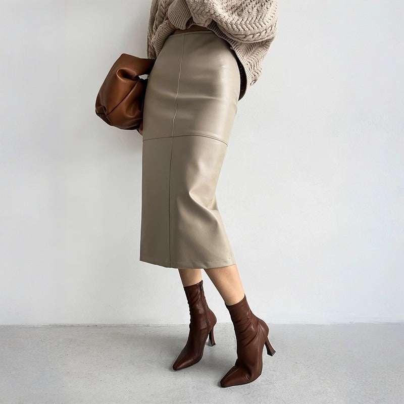 Damska Spódnica Midi o Prostym Kroju | Elegancka Spódnica z Tylnym Rozcięciem | Wygodna na Co Dzień | Casual i Smart Casual