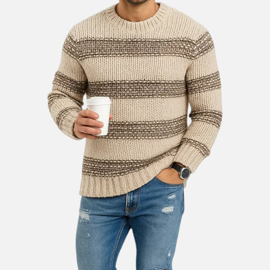 Sweter męski | zimowy, okrągły dekolt