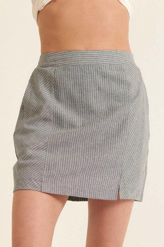 Spódnica Mini w Paski z Banded Front Waist