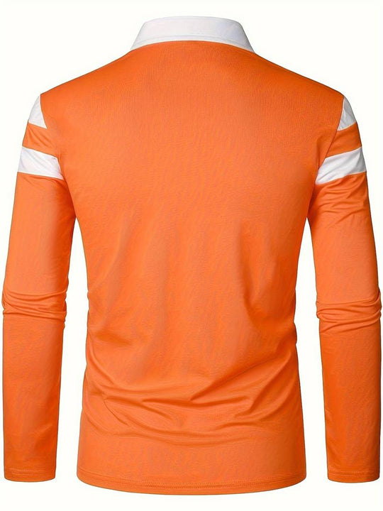 Męskie Polo z Długim Rękawem i Zamkiem | Klasyczny Kołnierzyk Polo | Regular Fit | Casual i Smart Casual