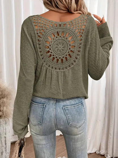 Sweter damski | dekolt V, strukturalny splot