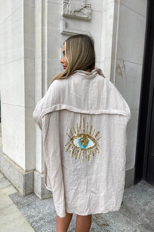 Oversize Lekki Kimono z Haftem na Plecach dla Kobiet | Idealny na Lato