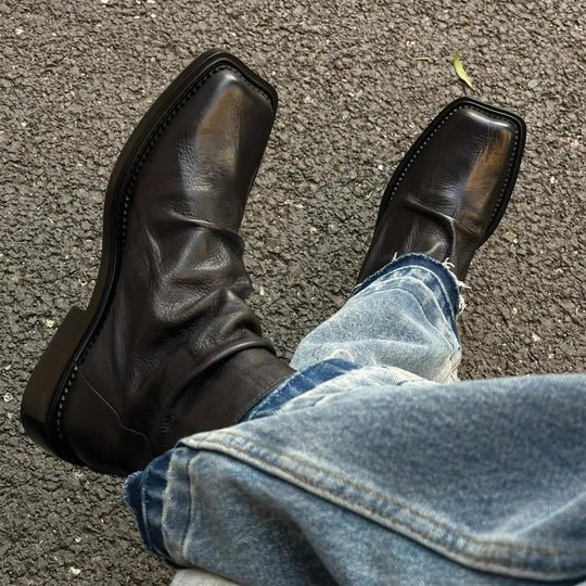 Mężczyzna | Botki | Kwadratowy Nosek | Minimalistyczny Fason | Ponadczasowy Styl