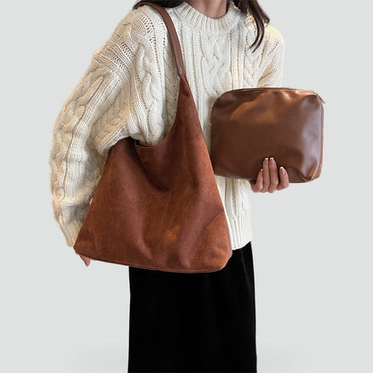 Torebka clutch damska | zamszowa faktura, szeroki pasek