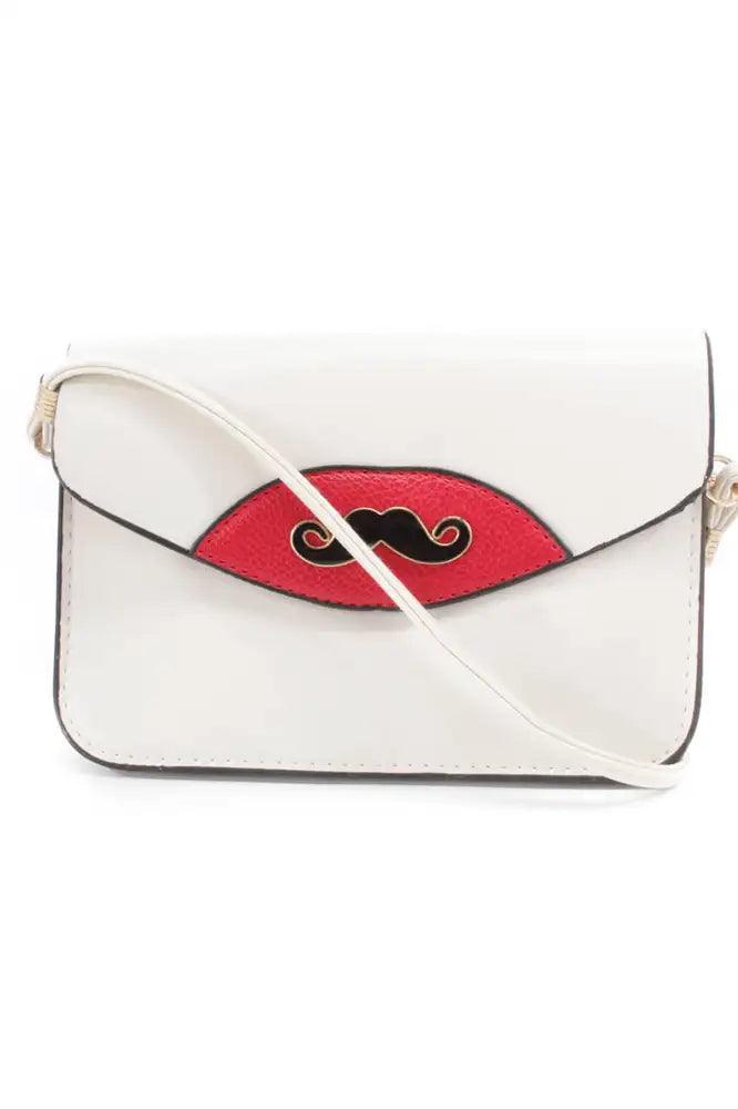 Kremowy Wisiorek Wąs Faux Skórzana Kopertówka