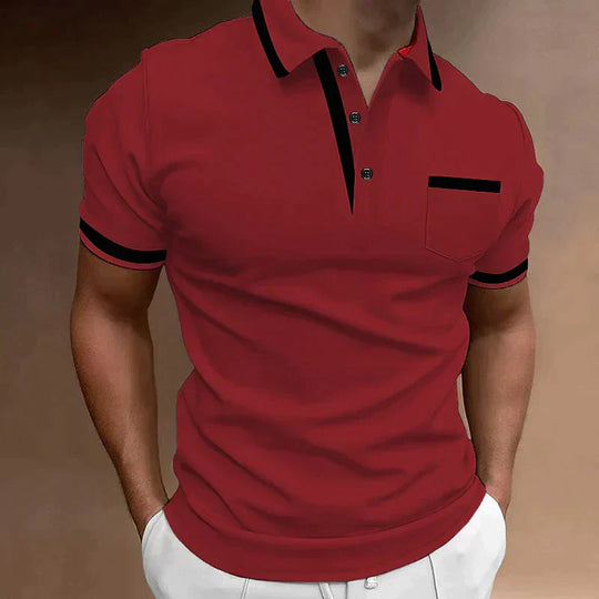 Męskie Polo z Kieszenią na Klatce Piersiowej | Klasyczny Krój i Kołnierzyk z Guzikami | Smart Casual | Na Co Dzień i Do Biura