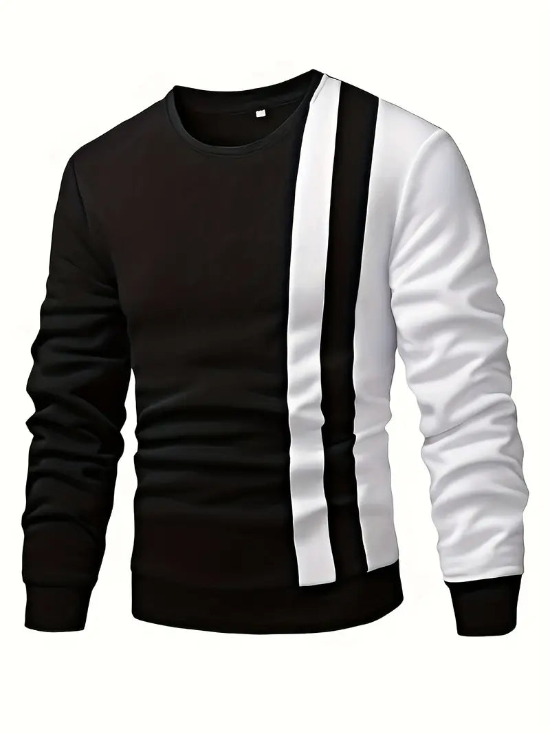Sweter Colorblock z Okrągłym Dekoltem dla Mężczyzn | Idealny na Co Dzień
