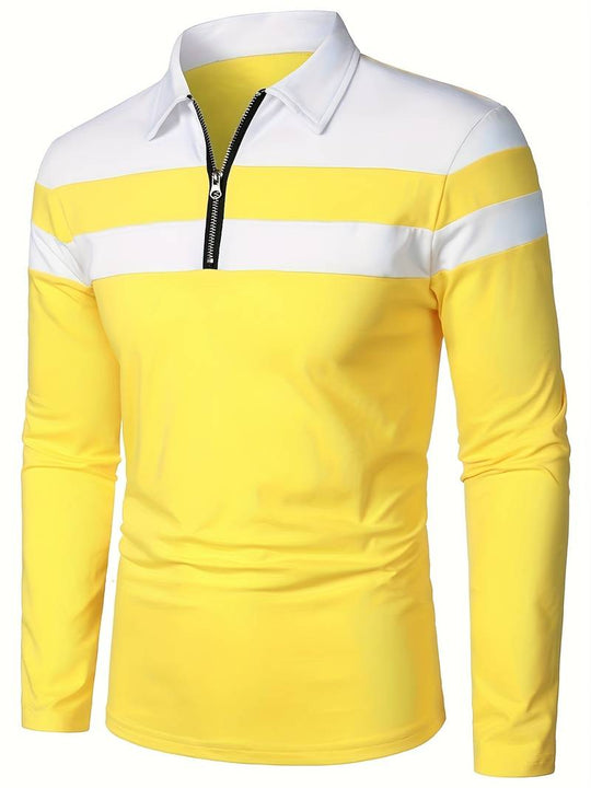 Męskie Polo z Długim Rękawem i Zamkiem | Klasyczny Kołnierzyk Polo | Regular Fit | Casual i Smart Casual